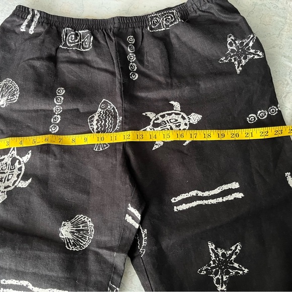 Black and White Straight Leg Pants with Nautical Print - Picture 4 of 11